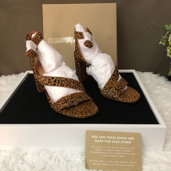 Madewell Liv Sandal Leopard Calf Hair. Brown/Black NIB Size 7 - Picture 2 of 8